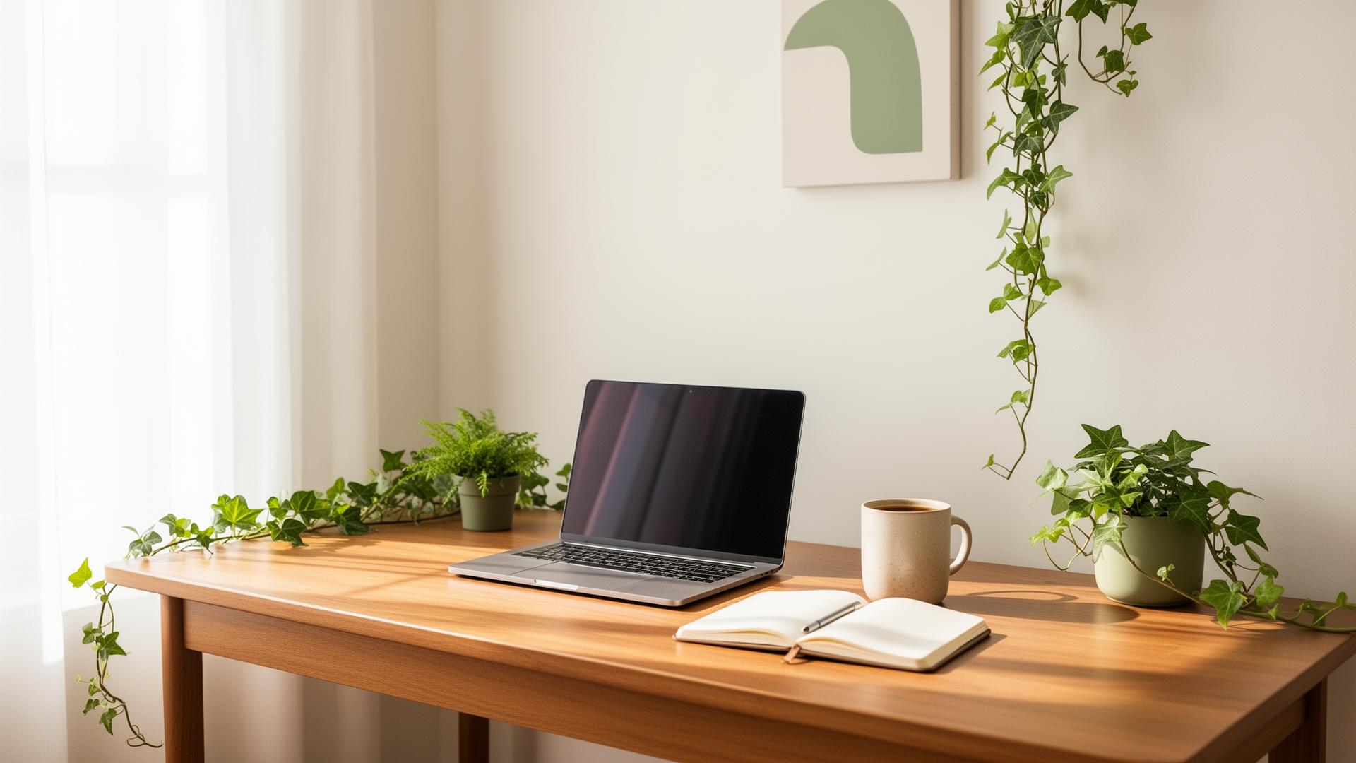 A calm organised workspace